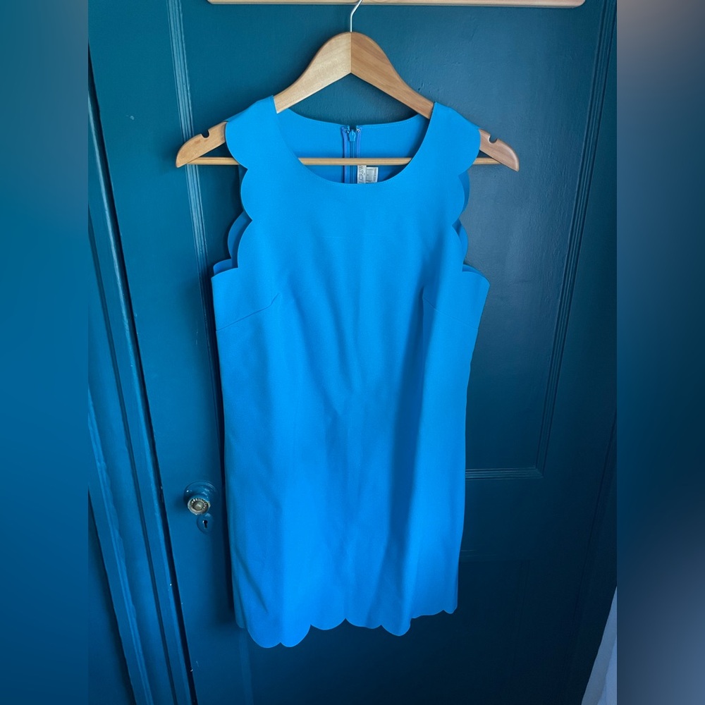NWT J. Crew Vibrant Blue Scalloped Mini Dress
